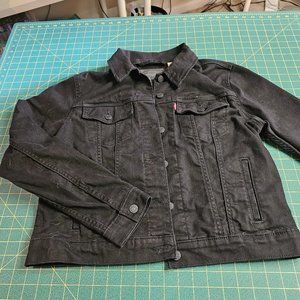 Levi Strauss Heavy Black Denim Trucker Jacket, L